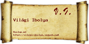 Világi Ibolya névjegykártya